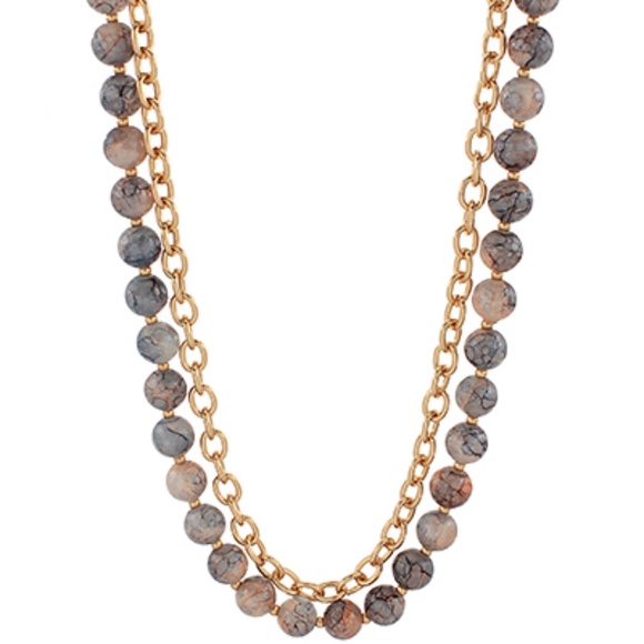 2 Layered Agate Ball Beaded Necklace - Picture 2 of 5